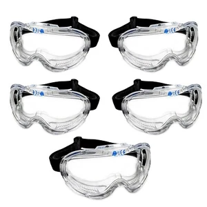 5 Packs  Anti-Fog Anti Scratch Impact Clear Safety Goggles Fit Over Most Glasses - Picture 1 of 8