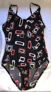 Speedo Swimsuit One Piece Womens Built in Bra Geometric Size 16 - Picture 1 of 9