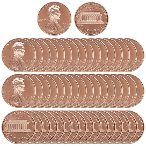 2008 S Lincoln Memorial Cents Gem Deep Cameo Proof Roll Penny 50 US Coins Cover