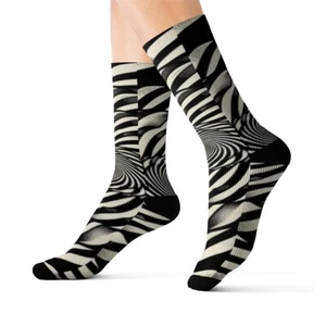 All Over Print Adult Socks Optical Illusion Trippy Psychedelic Art Distorted - Picture 1 of 9