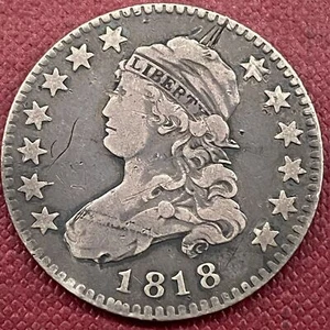 1818 Capped Bust Quarter 25c Better Grade F - VF Details #53346 - Picture 1 of 2