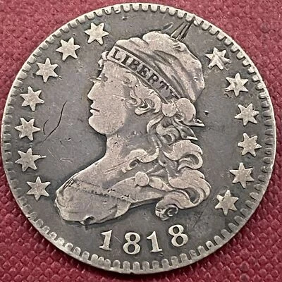 1818 Capped Bust Quarter 25c Better Grade F - VF Details #53346 - Image 1 of 2