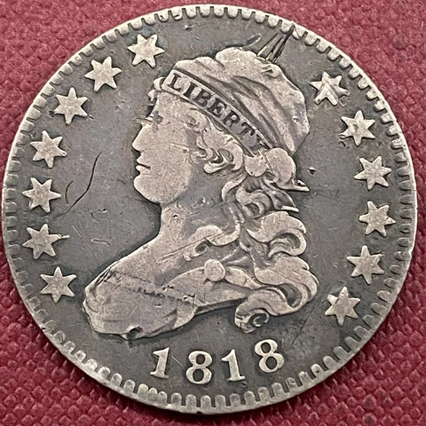 1818 Capped Bust Quarter 25c Better Grade F - VF Details #53346 Cover