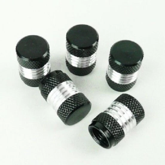 Black & Silver Crossed Valve Dust Caps - 5 Pack - Image 1 of 1