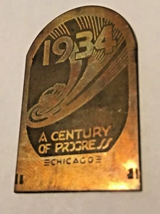 1934 Chicago Weltausstellung Kupfer Souvenir JAHRHUNDERT DES FORTSCHRITTS - Bild 1 von 5