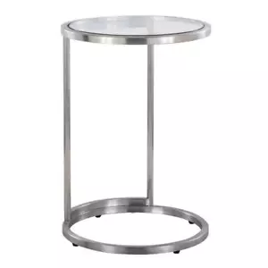 Lumisource End Table 16 in.W x 23.25 inH Stainless Steel Metal and Clear Glass - Picture 1 of 6