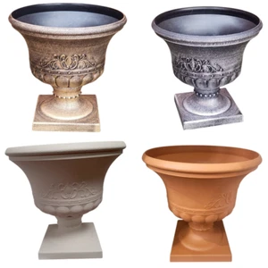 Elegant Garden Urn Planter with Decorative Stand 39cm Multiple color medium size - Picture 1 of 36