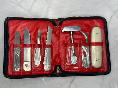 Juego de 7 cuchillos multiherramienta Barlow Japón vintage años 60 kit de camping con estuche Foto 1 de 4