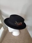Dorfman Pacific Co. Scala Hat Black Wool Fedora With Band Feather