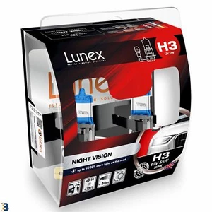 2 x H3 HALOGEN HEADLAMP BULB Premium 453 12V 55W Lunex Night Vision 3600K - Picture 1 of 1