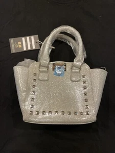 Cute Little Girl Purse Beautiful Sparkly Silver. Has Gold Studs And Accents - Picture 1 of 4