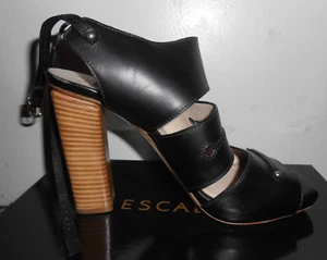 Escada Black Pumps with Strap and Wood Heels Size 8 1/2 or size 39 UK - Picture 1 of 8