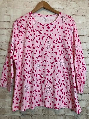 Top Kim Rogers Mujer XXL Perfectamente Suave Rosa Guepardo y Corazón Estampado Algodón Plus Foto 1 de 4