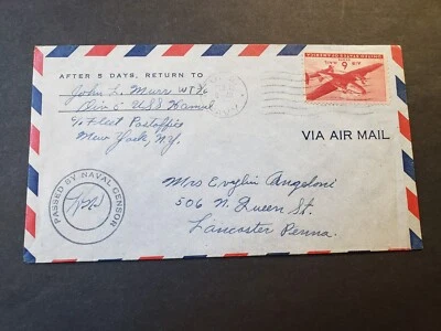 USS HAMUL AD-20 Naval Cover Censored WWII Sailor's Mail - Image 1 of 2