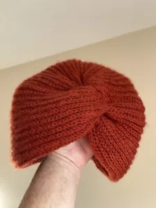 Primark Womens Terracotta Rust Acrylic Beanie One Size - Turban Style Head Wrap - Picture 1 of 8