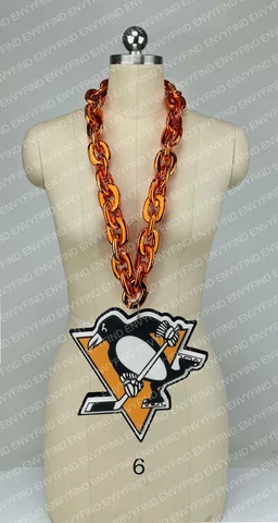 New NHL Pittsburgh Penguins BIG Fan Chain Orange Necklace Foam MI USA Cover