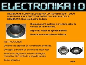 DIY Diaframma Membrana Compatibile BEYMA CP-750/755/TI-ND-8 - VEDI IMMAGINE - Foto 1 di 1