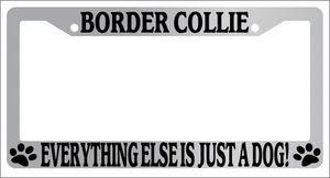 Chrome METAL License Frame BORDER COLLIE EVERYTHING ELSE IS JUST A DOG! 299 - Picture 1 of 1