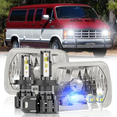 For Dodge B150 B250 B350 1988-1993 H4 7x6" 5x7'' LED Headlight Hi/Lo Beam DOT - Image 1 of 4