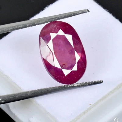 6.80 Ct Natural Mozambique Ruby 12x8mm Oval Cut Sparkling Red Certified Gemstone - Image 1 of 4