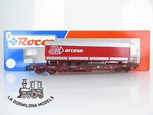 OR772 H0 =DC ROCO 46576 VAGON CARRETERA RODANTE TRAILER ARCESE DB - OVP - Imagen 1 de 17