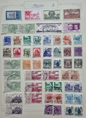 Various Mexico Stamps on Page, Mint and Used  — 第 1/4 张图片