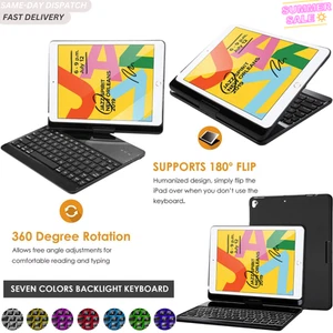 360° Magic Keyboard case for iPad 9th/8th/7th Generation Keyboard Case 10.2" RGB - Afbeelding 1 van 9