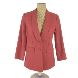 Rebecca Taylor Tailored Womens 0 Brick Terracotta Orange LS Linen Jacket Blazer - Picture 1 of 9