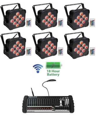 (6) Rockville BEST PAR 60 Battery Wash Lights Wireless DMX+384 Ch. Controller - Image 1 of 4