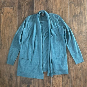 Talbots Pure Merino Wool Cardigan Sweater Teal Open Lightweight Womens Sm Petite - Picture 1 of 9