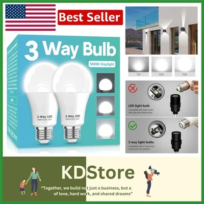 3-Way LED Light Bulb Pack - Energy-Efficient 50/100/150W Equivalent, Daylight... - Image 1 of 4
