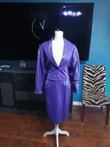 Conjunto Chaqueta Falda ACCENTE North Beach Mujer MEDIANA Cuero Púrpura De Colección-TALLA 7/8 - Imagen 1 de 11