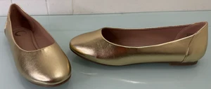 JOURNEE COLLECTION Slip On Ballet Flats Womens 7.5 Gold Metallic Kavn Round Toe - Picture 1 of 9