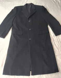 Vintage Herren SPANIEL schwarz Wollmischung langer zweireihiger Trenchcoat - Bild 1 von 13