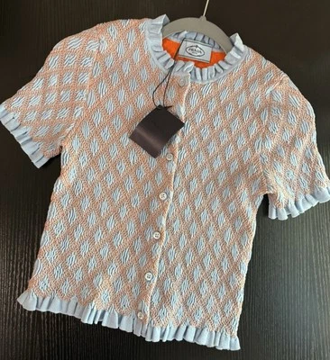Prada Cotton Cardigan Women Sky Blue brand New With Tag - Image 1 of 4