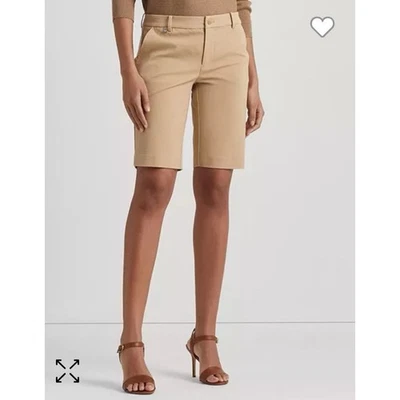 Nuevos pantalones cortos de algodón elástico para mujer Lauren Ralph Lauren. Bronceado de abedul. Talla 6P  Foto 1 de 4
