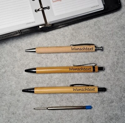 Holzkugelschreiber mit Gravur Kugelschreiber, Wunschtext  Geschenk, Geburtstag  - Bild 1 von 4