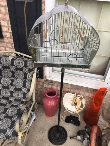 VINTAGE ART DECO HENDRYX CHROME BIRD CAGE WITH BASE CLEAN Cover