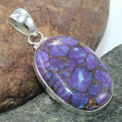 Pendente In Turchese Di Rame Viola In Argento Sterling 925 Sagittario Zodiacale - Immagine 1 di 4
