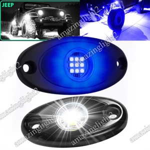 White/Blue LED Rock Lights Pods Fit Jeep Offroad Boat Truck ATV Underbody Lamp - Picture 1 of 50