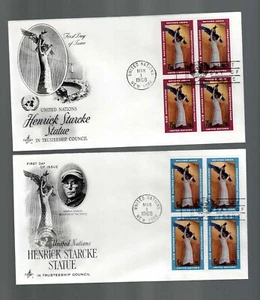 UN Scott #NY 183-84, First Day Covers 3/1/68 Block Henrick Starcke Statue - Picture 1 of 1