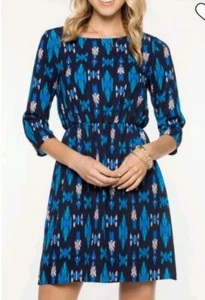 Everly Maebella Blue Ikat Print Dress NWT Size S - Picture 1 of 8
