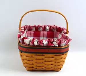 Longaberger 2001 canasta rojo azul acento tejidos rojo blanco forro de tela a cuadros - Imagen 1 de 12