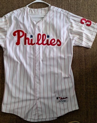 Cliff Lee Philadelphia Phillies pinst Jersey Majestic Athletic Authentic Size 52 Cover