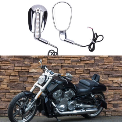 Espejos retrovisores laterales con señales de giro LED para motocicleta para Harley Davidson V-Rod Muscle VRSCF Foto 1 de 4