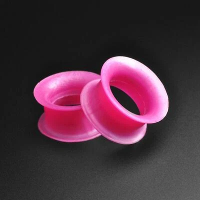 Hot Pink Pearl Silicone Double Flare Tunnel | Silicone Ear Gauges Stretchers - Image 1 of 2