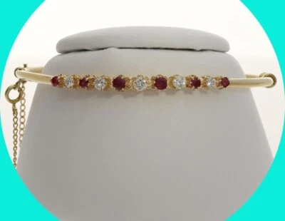 Diamond Ruby Bangle Bracelet 1.0CT 14K YG Fits to 6 ¾” - Image 1 of 4