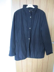 Size 14 BHS Black Outer Jacket Hidden Hood Hip Length Fully Lined VGC - Picture 1 of 9