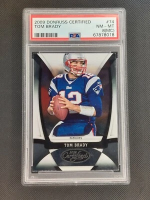 2009 Donruss Certified 74 TOM BRADY PSA 8 MC Crazy Miscut Error Mis-Cut Misprint - Image 1 of 4
