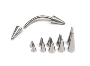 Titanium Cone / Spike Eyebrow Piercing Jewelry Curved Barbell, Bent Bar - Picture 1 of 8